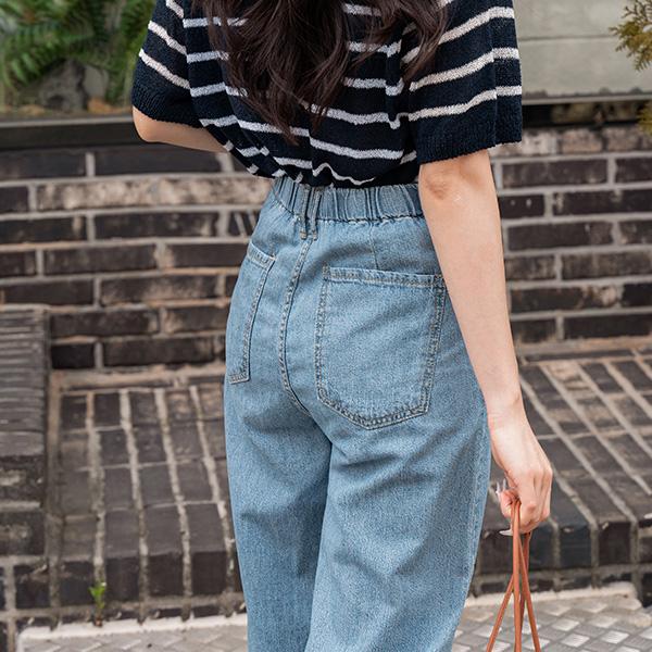 Seasoning Back Banding Denim Pants