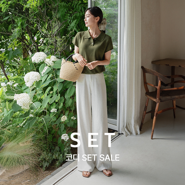 [코디SET] Linen Collar 버튼 Short-sleeve Knitwear+키작아도 면 Pants 65ver (라이크Linen와이드)