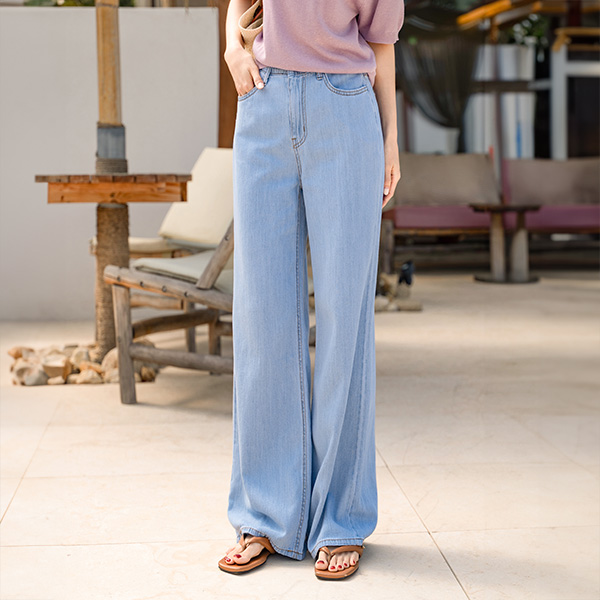 Cozy Summer Banding Slub Denim Pants