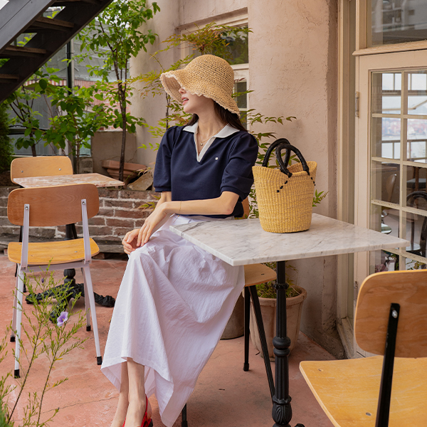 Puff 배색카라 Short-sleeve sweatshirt