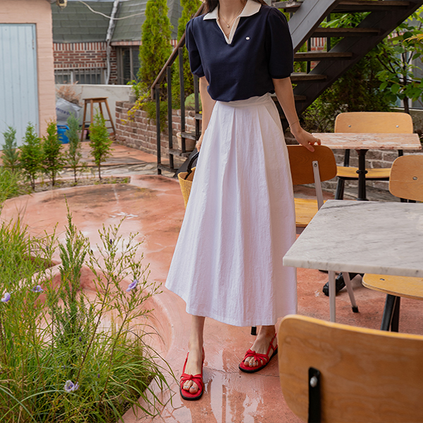 Puff 배색카라 Short-sleeve sweatshirt