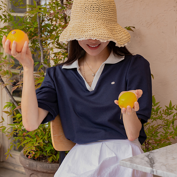 Puff 배색카라 Short-sleeve sweatshirt