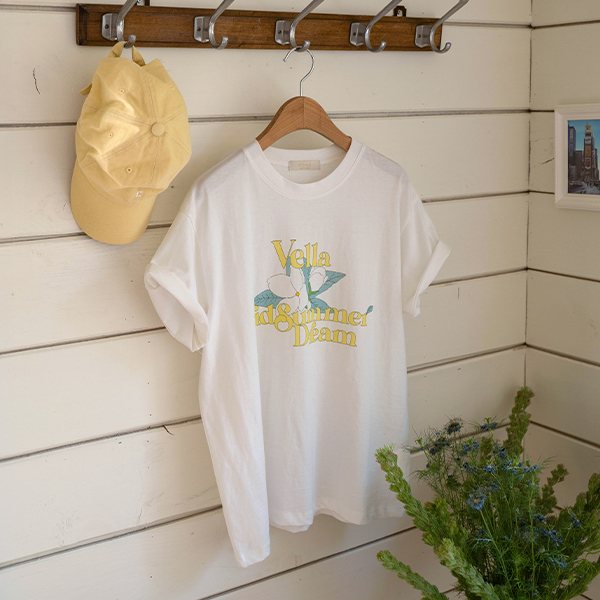 Flower 나염 오버 Short-sleeve T-shirt
