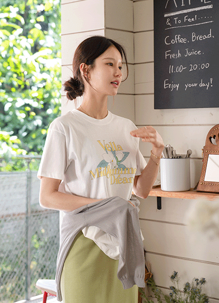 Flower 나염 오버 Short-sleeve T-shirt Korea