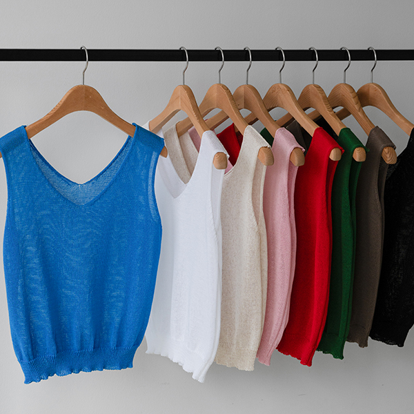 [Special Sale] Cheek V-neck Knitwear Sleeveless Shirts