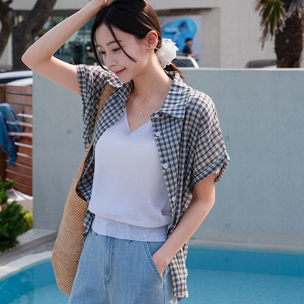 [Special Sale] Cheek V-neck Knitwear Sleeveless Shirts
