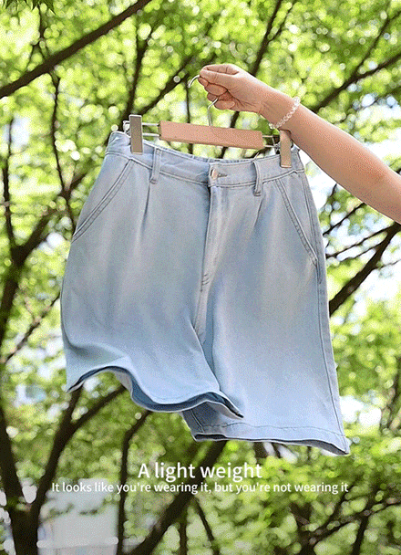 Cool Slosh Pintuck Back Banding Denim Shorts Korea