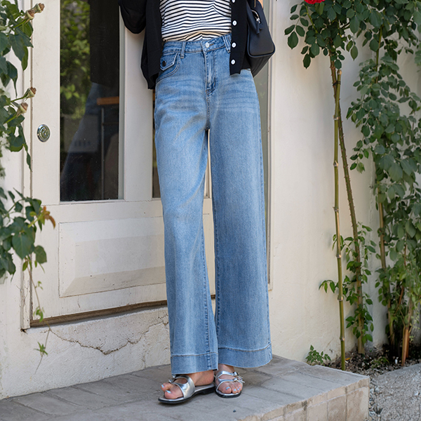 Point Pocket Washing Long Denim Pants