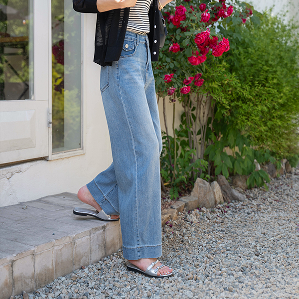 Point Pocket Washing Long Denim Pants