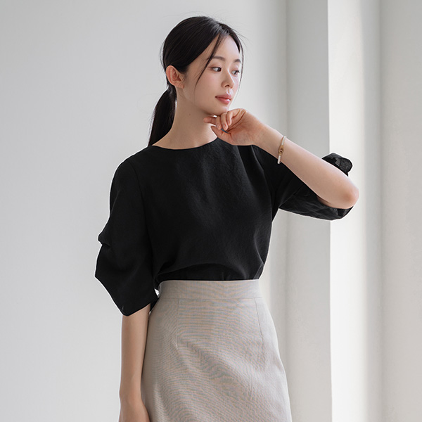 Shirring Sleeves Balloon Blouse