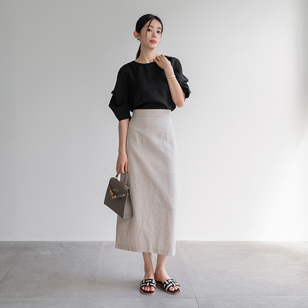 Shirring Sleeves Balloon Blouse
