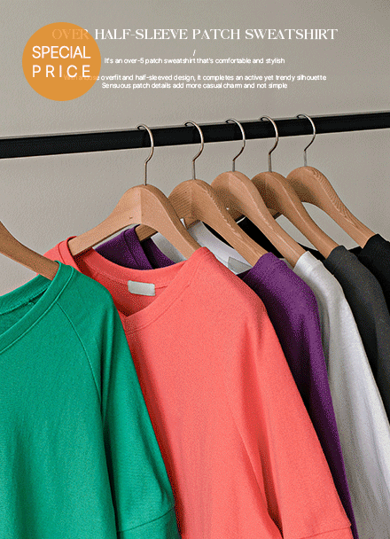 [Special Sale] Over Half-length Patch Sweatshirt Korea