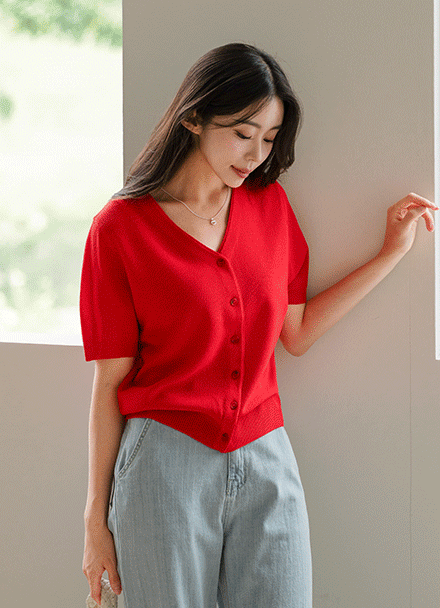 Road Summer V-Neck Cardigan Korea