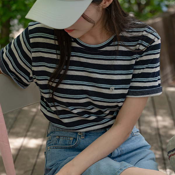 [Special Sale] Happy Linen horizontal striped T-shirt
