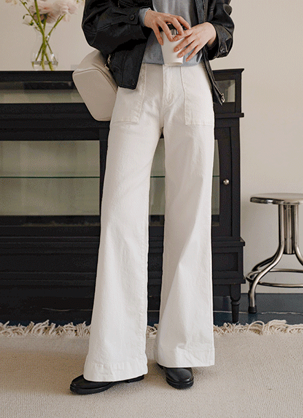 Pocket Span Wide Boot Cut Pants Korea