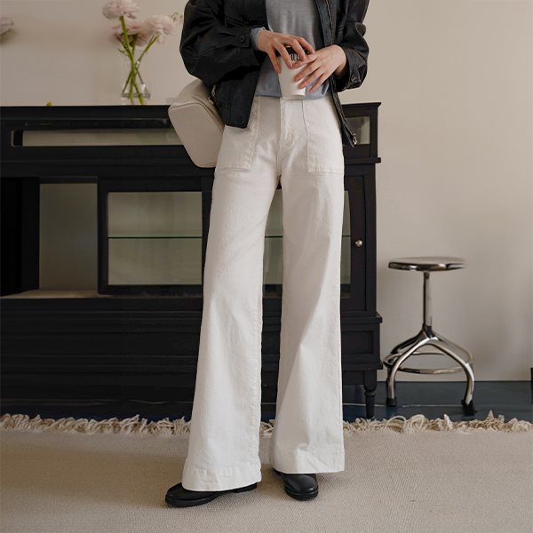 Pocket Span Wide Boot Cut Pants