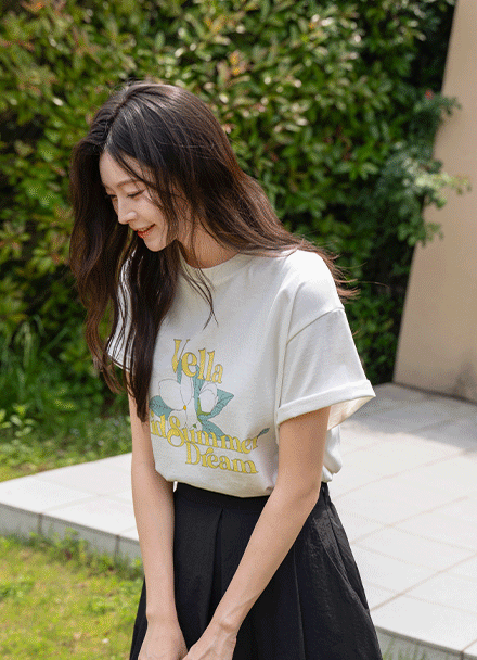 Flower Printed Over Short-sleeve T-shirt Korea
