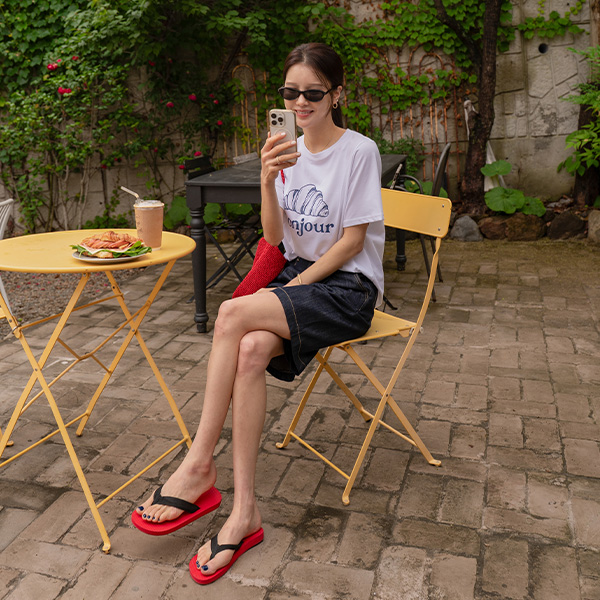 Croissant Printed Basic Short-sleeve T-shirt