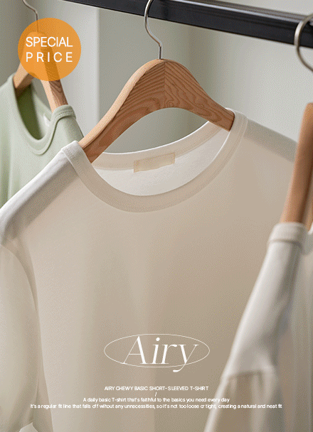 [Special Sale] Airy Stretchy Basic Short-sleeve T-shirt Korea