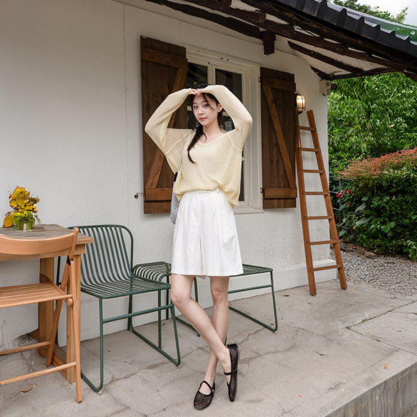 앤코 데일리 핀턱 코튼 Shorts