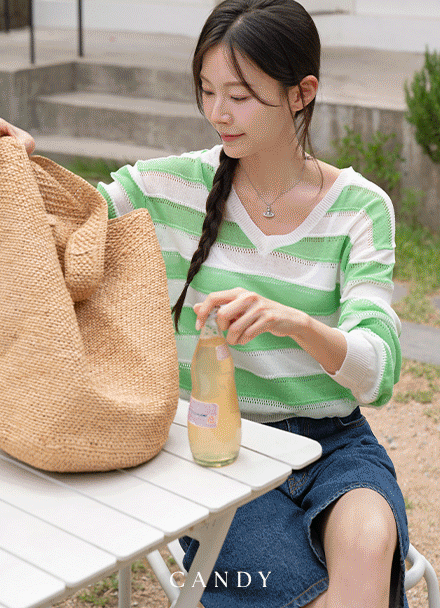 캔디 스카시 horizontal striped Summer Knitwear Korea