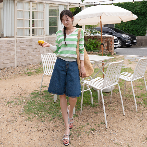 캔디 스카시 horizontal striped Summer Knitwear