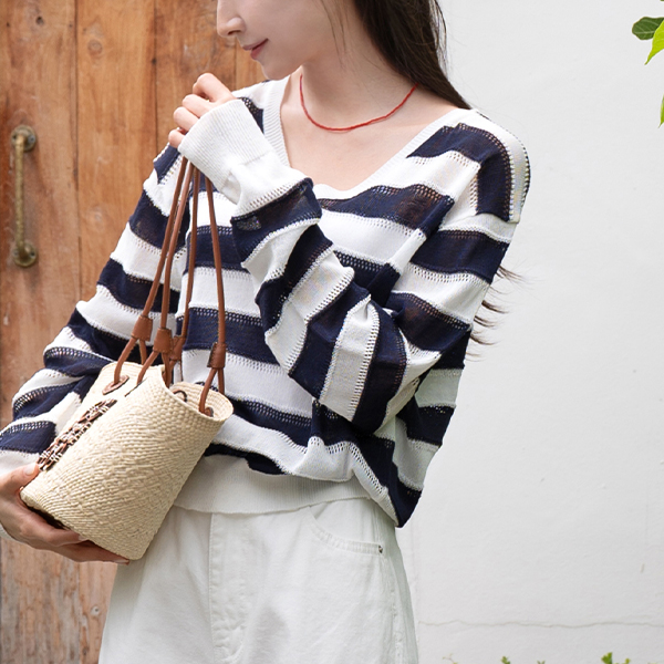 캔디 스카시 horizontal striped Summer Knitwear