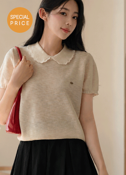 [Special Sale] Lace Collar Wappen Knitwear Korea