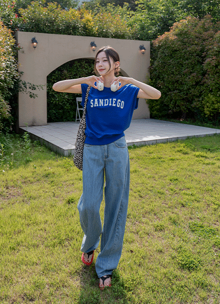 Sandy Patch Cap Sleeves Sweatshirt Korea