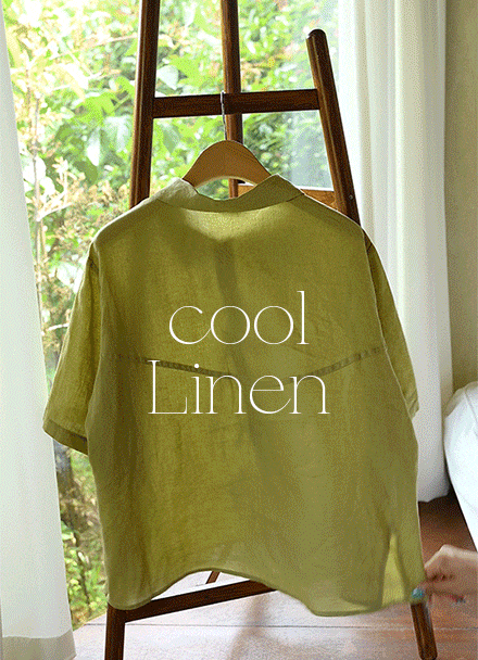 Rose Cool Linen Slit Short-sleeve Shirt Korea