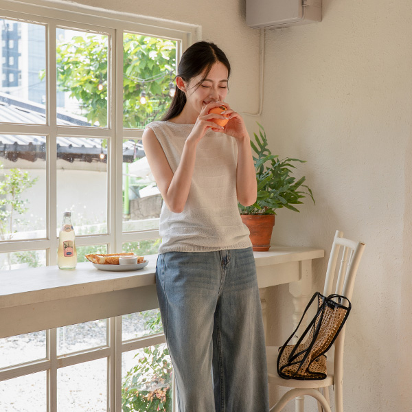 [Special Sale] Stripe Basic Sleeveless Knitwear
