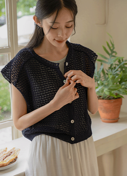 Summer Mash Mother-of-pearl Vest Cardigan Korea
