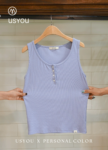 [USYOU] 퍼스널 Slim 버튼 Sleeveless shirts Korea