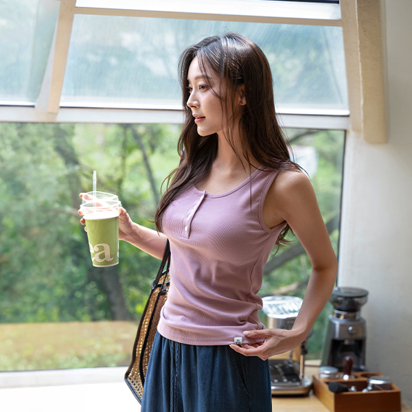 [USYOU] 퍼스널 Slim 버튼 Sleeveless shirts