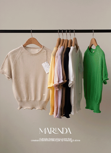 마린다 Linen 롤링 Short-sleeve Knitwear Korea