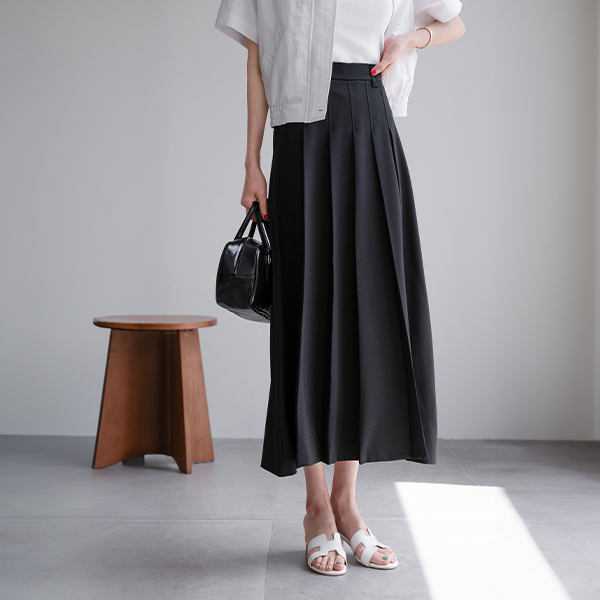 Banding Aline Wrinkles Pleats Skirt