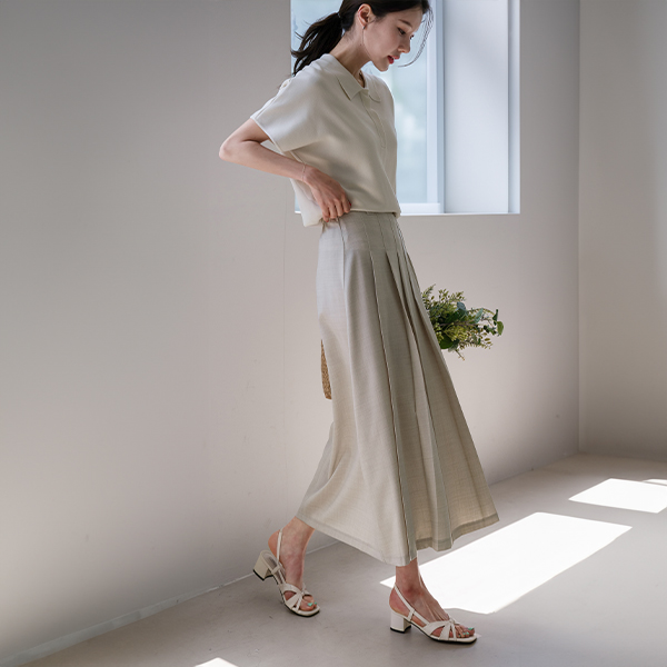 Banding Aline Wrinkles Pleats Skirt