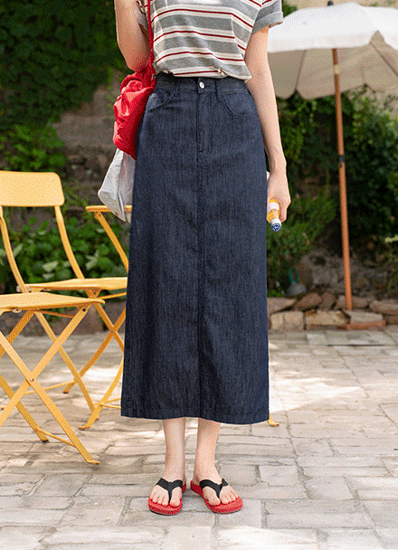 논페이드 Banding Denim Rong skirt Korea