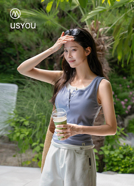 [USYOU] Personal Slim Button Sleeveless shirts Korea