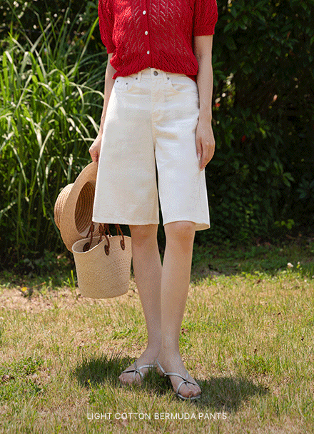 Light Cotton Half Bermuda Pants Korea