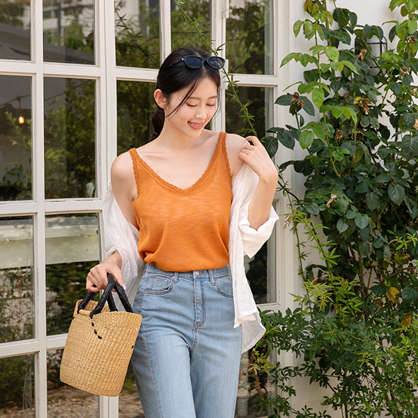 Easy Linen Lace Double-sided Knitwear Sleeveless shirts