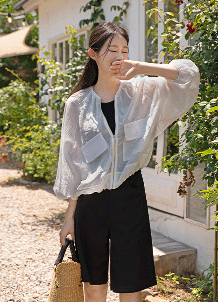 Cool Big Pocket String Zip up Korea
