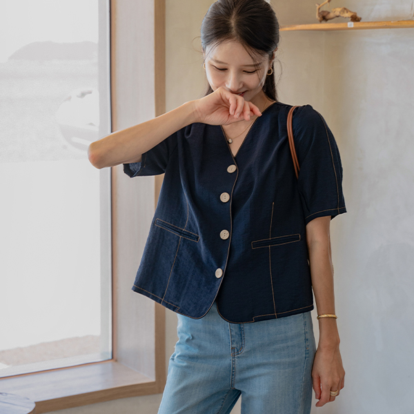 And Office Linen Short-sleeve Jacket