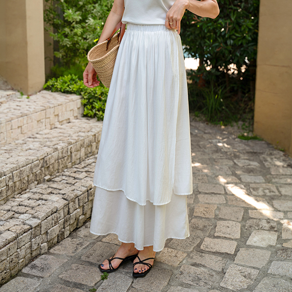 Flow Layered Long Banding Skirt