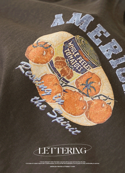 American Printed Lettering Short-sleeve T-shirt Korea