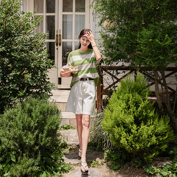 [Special Sale] 캔디 Linen loose fit Short-sleeve Knitwear