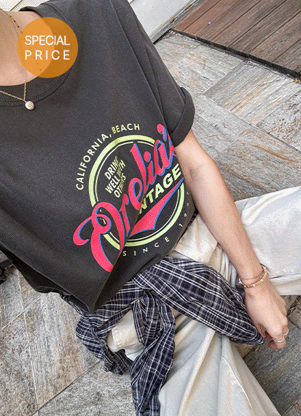 [Special Sale] Vintage Pigment Short-sleeve T-shirt Korea