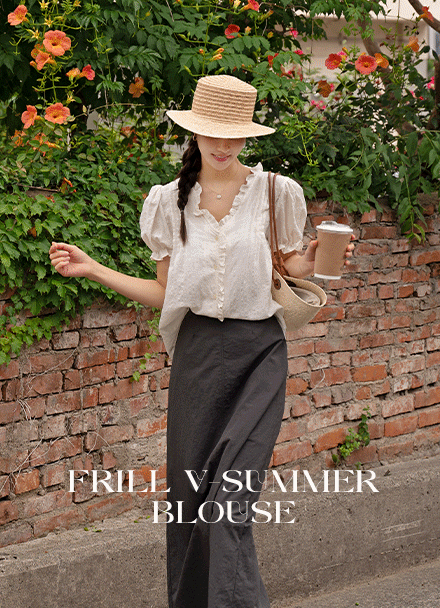 프릴 브이 Summer Blouse Korea