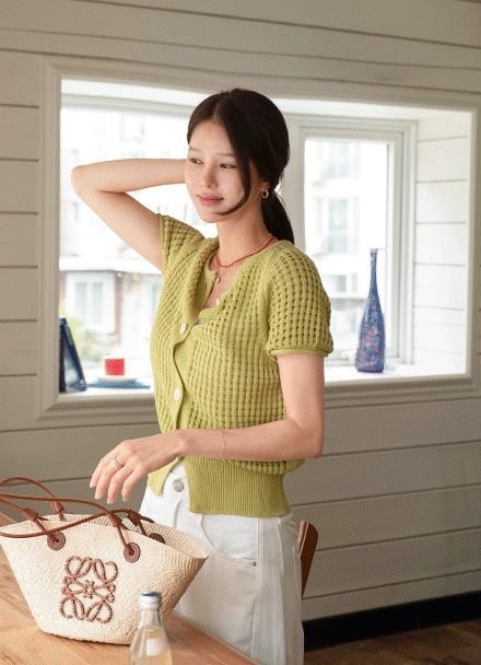 Rosé Skasi Short-sleeve Knitwear Cardigan Korea