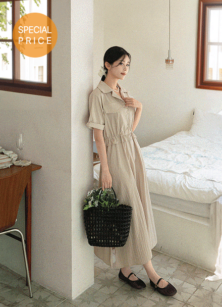 [Special Sale] String Pocket Short-sleeve Dress Korea